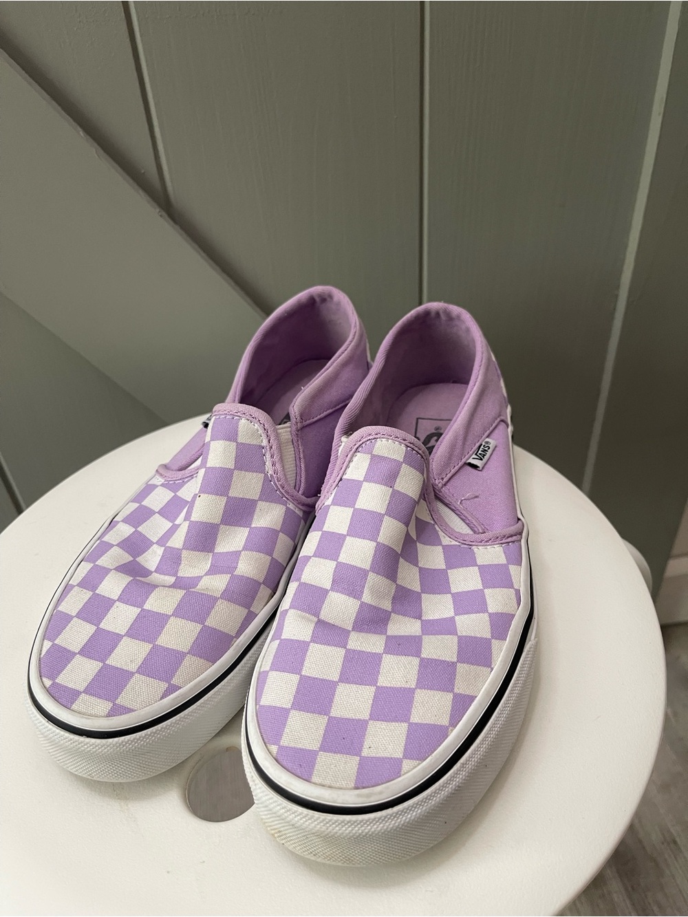 Vans Slip-On Checkerboard in Lavender and White Women’s Size 7 Skater 90s Cute